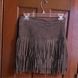 Altered State Faux Suede Fringe Skirt  EUC
